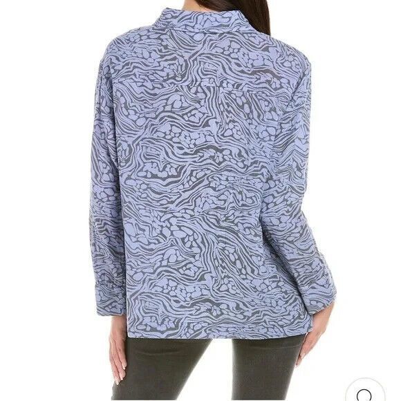 Calme Johnny Was Women Multi Blue Gray Button Double Pocket Shacket Size M $148 - Picture 2 of 2